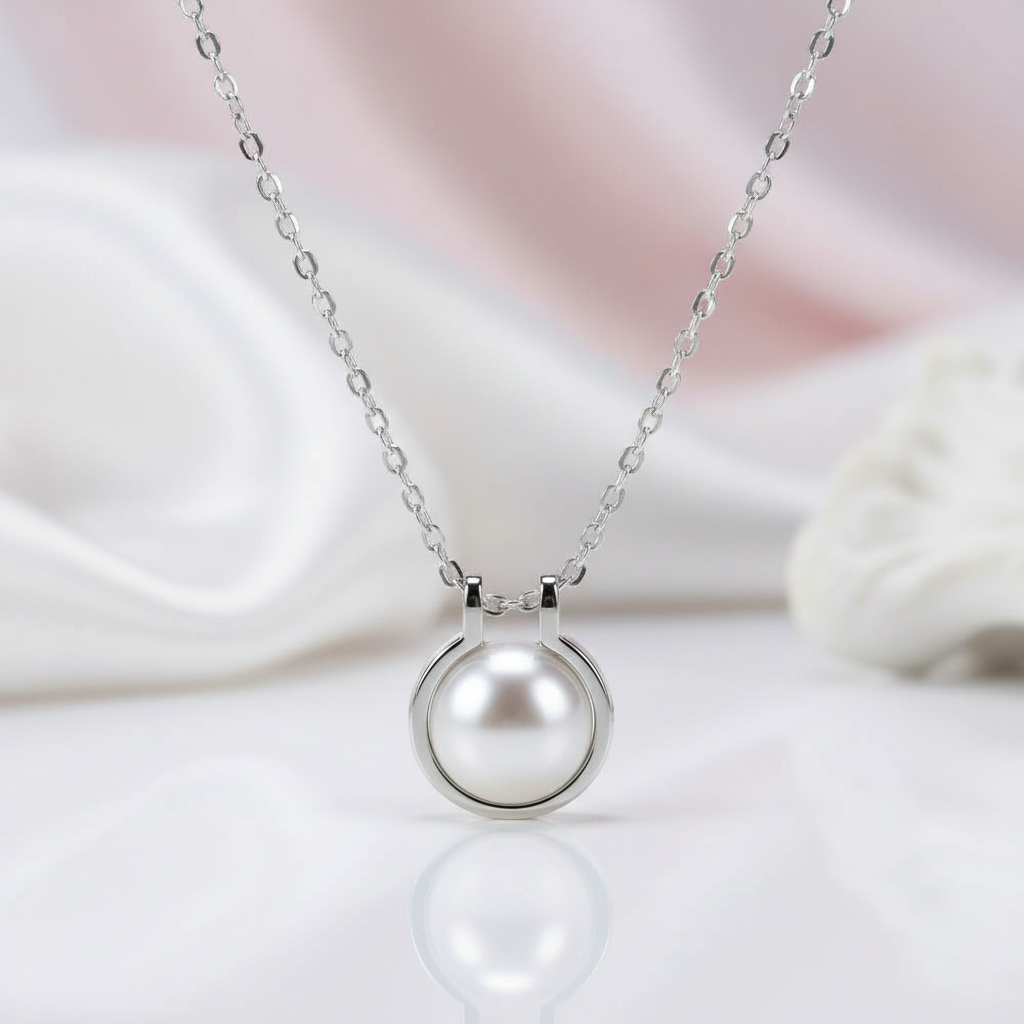 Freshwater Pearl Pendant Necklace-Black Diamonds New York