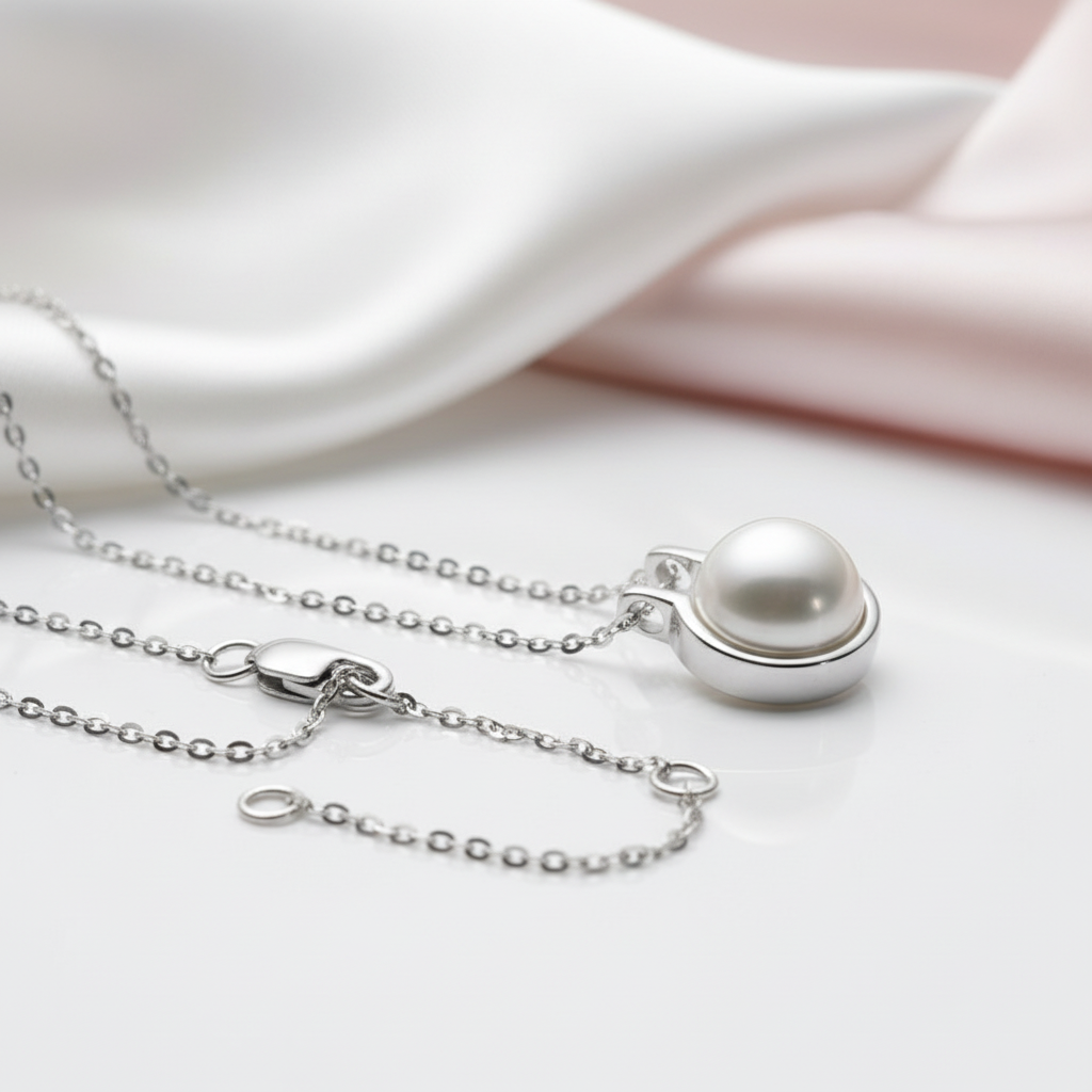 Freshwater Pearl Pendant Necklace-Black Diamonds New York