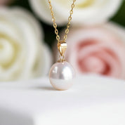 Freshwater Waterdrop Pearl Pendant Necklace-Black Diamonds New York