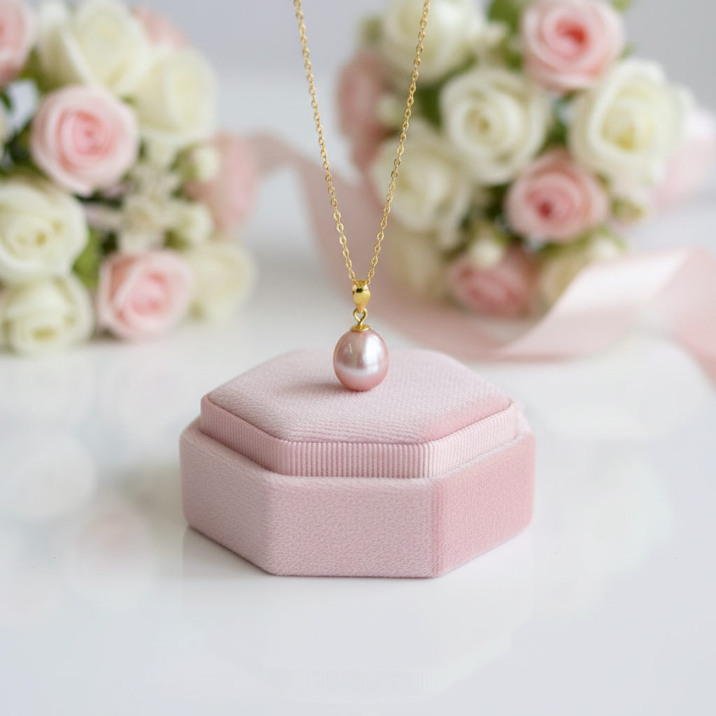 Freshwater Waterdrop Pearl Pendant Necklace-Black Diamonds New York