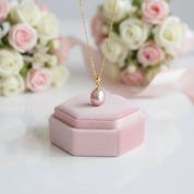 Freshwater Waterdrop Pearl Pendant Necklace-Black Diamonds New York