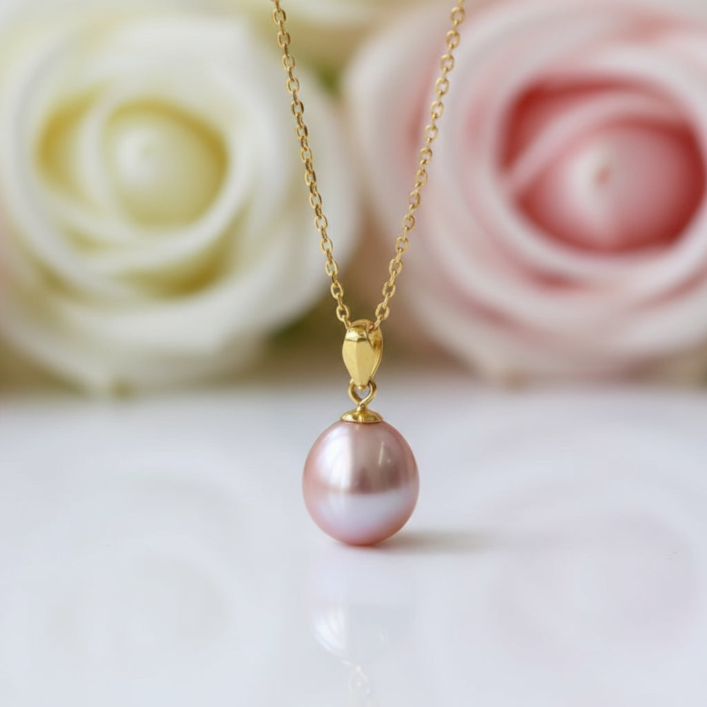 Freshwater Waterdrop Pearl Pendant Necklace-Black Diamonds New York