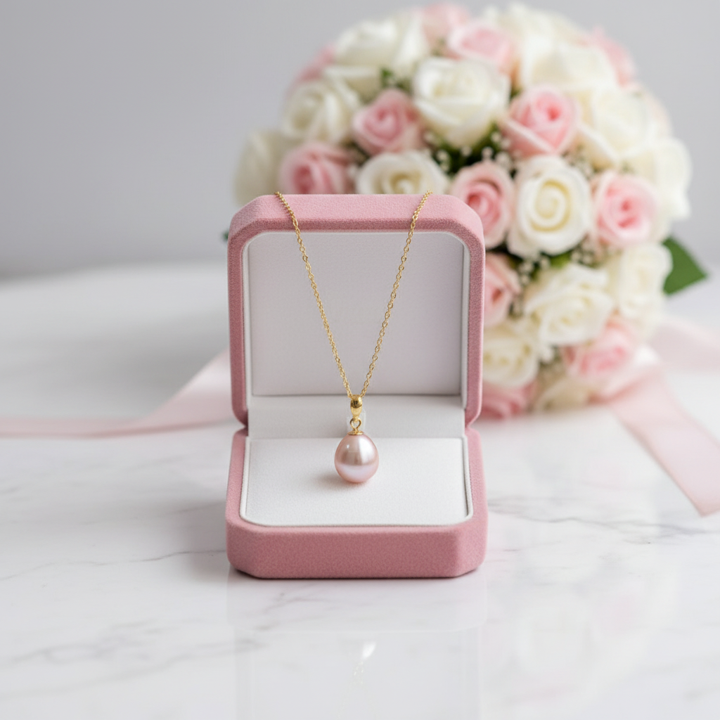 Freshwater Waterdrop Pearl Pendant Necklace-Black Diamonds New York