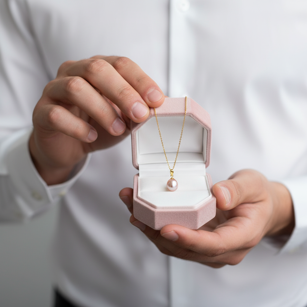 Freshwater Waterdrop Pearl Pendant Necklace-Black Diamonds New York