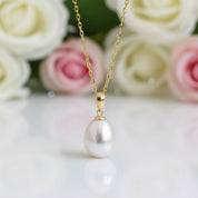 Freshwater Waterdrop Pearl Pendant Necklace-Black Diamonds New York