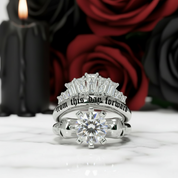 From This Day Forward Wedding Rings - Round Cut Diamond Skull Gothic Wedding Rings in 14k White Gold-Black Diamonds New York