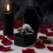 From This Day Forward Wedding Rings - Round Cut Diamond Skull Gothic Wedding Rings in 14k White Gold-Black Diamonds New York