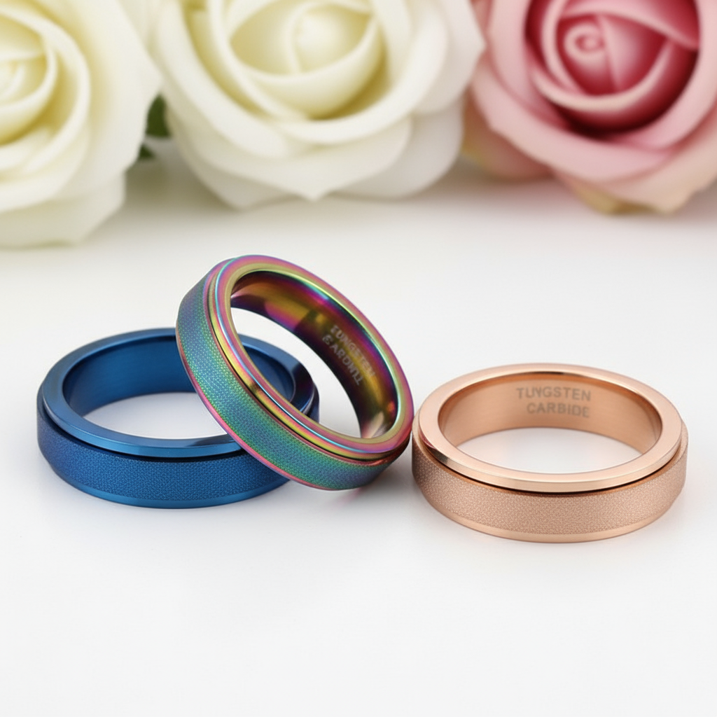 Frosted Men's Tungsten Carbide Wedding Band-Black Diamonds New York