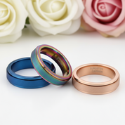 Frosted Men's Tungsten Carbide Wedding Band-Black Diamonds New York