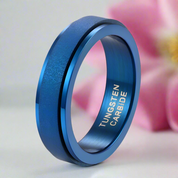 Frosted Men's Tungsten Carbide Wedding Band-Black Diamonds New York