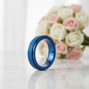 Frosted Men's Tungsten Carbide Wedding Band-Black Diamonds New York