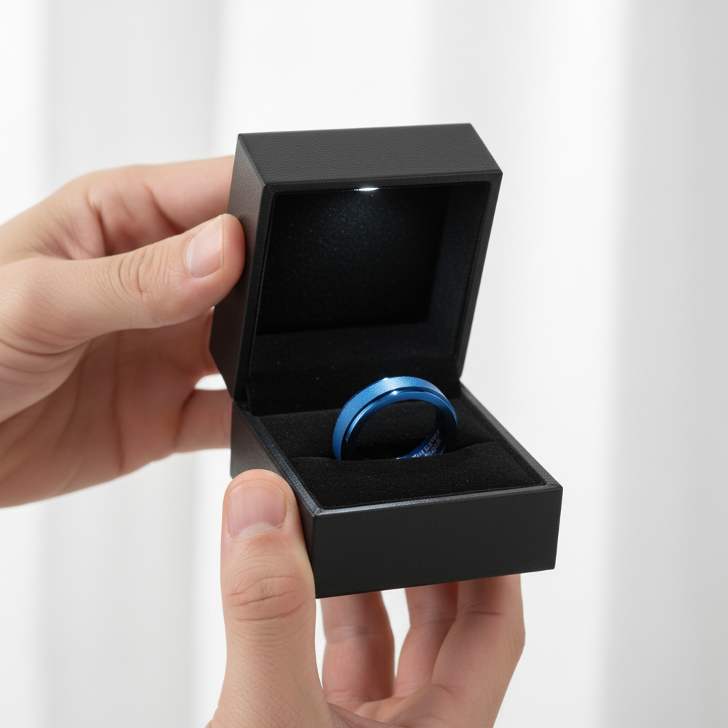 Frosted Men's Tungsten Carbide Wedding Band-Black Diamonds New York