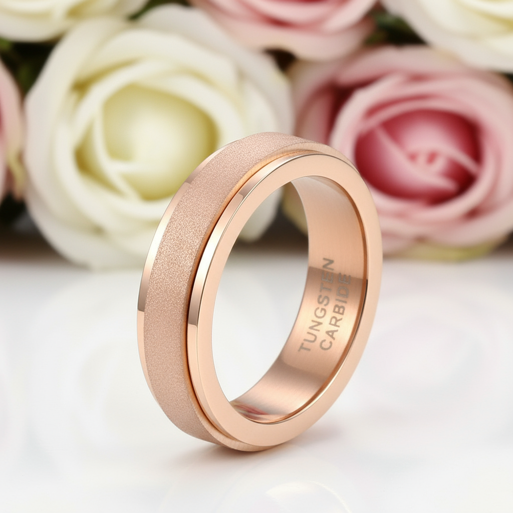 Frosted Men's Tungsten Carbide Wedding Band-Black Diamonds New York