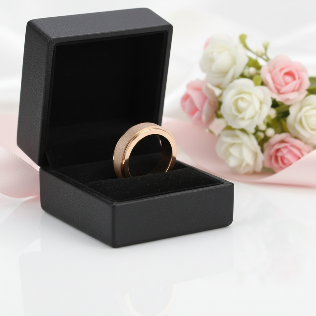 Frosted Men's Tungsten Carbide Wedding Band-Black Diamonds New York