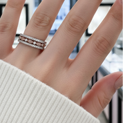 Full Eternity 3PC Stacking Wedding Band Set In Rose Gold-Black Diamonds New York