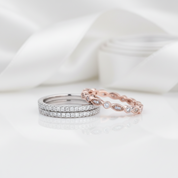 Full Eternity 3PC Stacking Wedding Band Set In Rose Gold-Black Diamonds New York