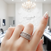 Full Eternity 4PC Stackable Ring Band Set-Black Diamonds New York