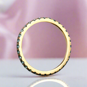 Full Eternity Yellow Gold Paraiba Tourmaline Wedding Band-Black Diamonds New York