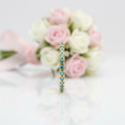 Full Eternity Yellow Gold Paraiba Tourmaline Wedding Band-Black Diamonds New York