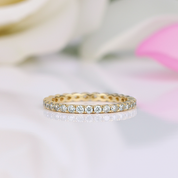 Full Eternity Yellow Gold Paraiba Tourmaline Wedding Band-Black Diamonds New York