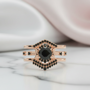 Full Moon- Radiant Celestial Moon Round Created Diamond Gothic Engagement Ring-Black Diamonds New York