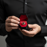 Full Moon- Radiant Celestial Moon Round Created Diamond Option Gothic Engagement Ring-Black Diamonds New York