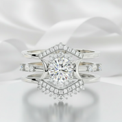 Full Moon- Radiant Celestial Moon Round Created Diamond Option Gothic Engagement Ring-Black Diamonds New York