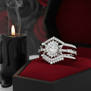 Full Moon- Radiant Celestial Moon Round Created Diamond Option Gothic Engagement Ring-Black Diamonds New York