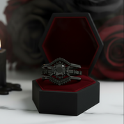 Full Moon- Radiant Celestial Moon Round Created Diamond Option Gothic Engagement Ring-Black Diamonds New York