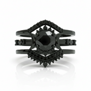 Full Moon- Radiant Celestial Moon Round Diamond Option Gothic Engagement Ring-Black Diamonds New York