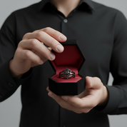 Full Moon- Radiant Celestial Moon Round Created Diamond Option Gothic Engagement Ring-Black Diamonds New York