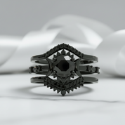 Full Moon- Radiant Celestial Moon Round Created Diamond Option Gothic Engagement Ring-Black Diamonds New York