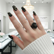 Full Moon- Radiant Celestial Moon Round Created Diamond Option Gothic Engagement Ring-Black Diamonds New York