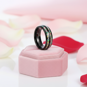 Galaxy Opal & Abalone Shell Men's Tungsten Wedding Band-Black Diamonds New York