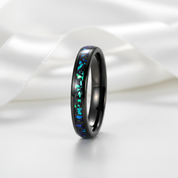 Galaxy Opal Inlay Men's Tungsten Wedding Band-Black Diamonds New York