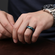 Galaxy Opal Inlay Men's Tungsten Wedding Band-Black Diamonds New York