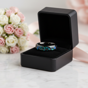 Galaxy Opal Inlay Men's Tungsten Wedding Band-Black Diamonds New York