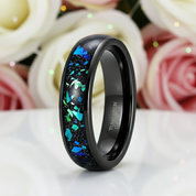 Galaxy Opal Inlay Men's Tungsten Wedding Band-Black Diamonds New York
