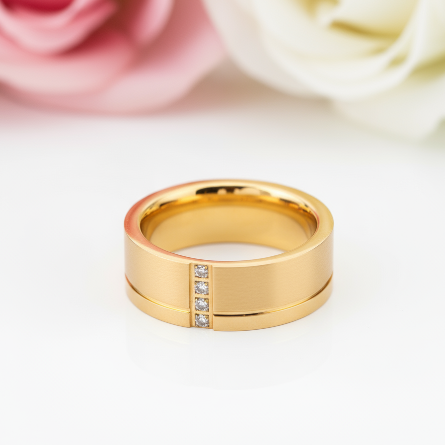 Gender Neutral Love Only You Gold Ring-Black Diamonds New York