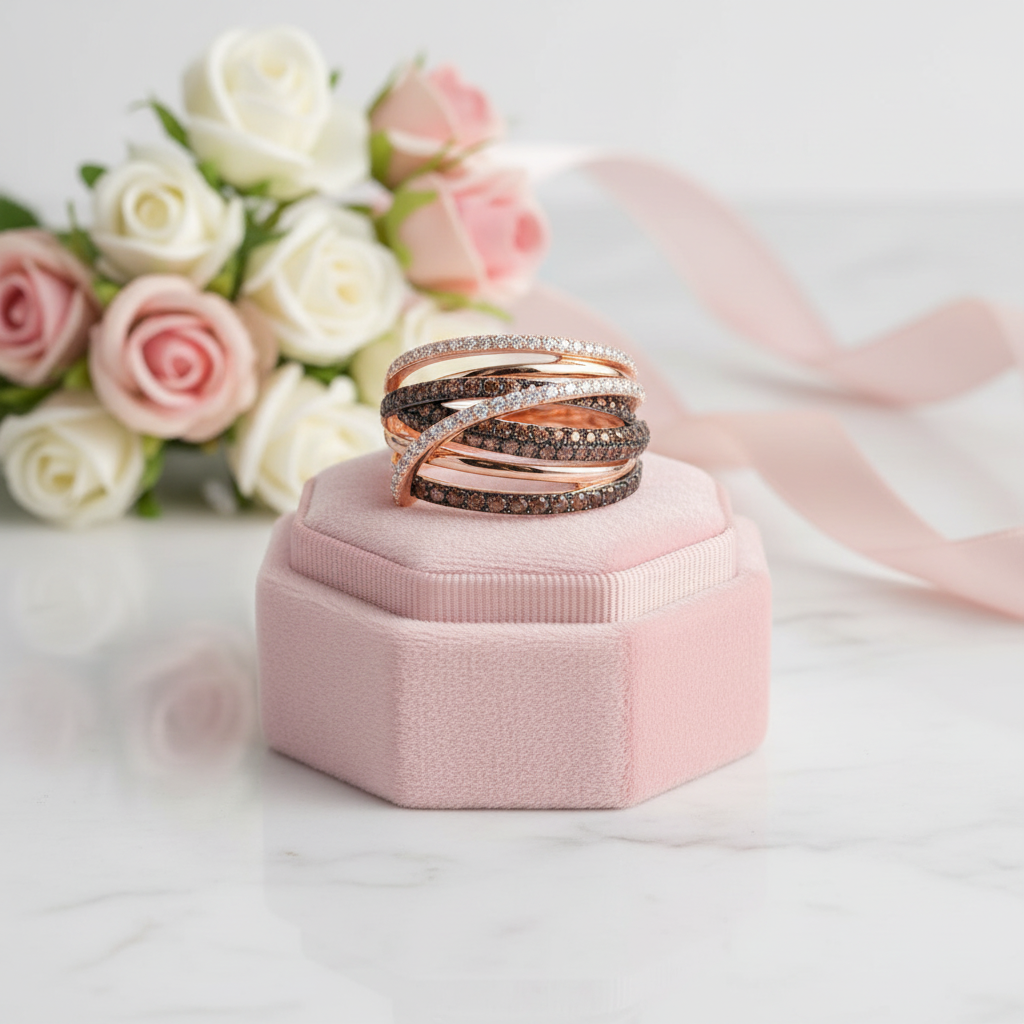 Glamorous Spinel & Clear Diamond Ring-Black Diamonds New York