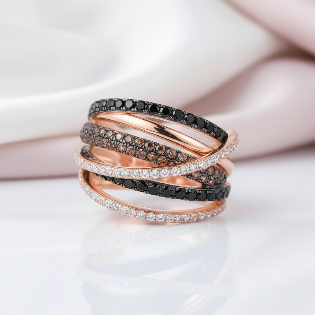 Glamorous Spinel & Clear Diamond Ring-Black Diamonds New York