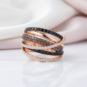 Glamorous Spinel & Clear Diamond Ring-Black Diamonds New York