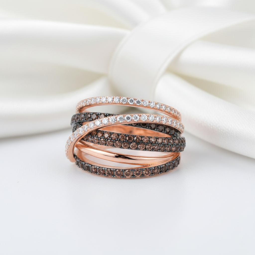 Glamorous Spinel & Clear Diamond Ring-Black Diamonds New York