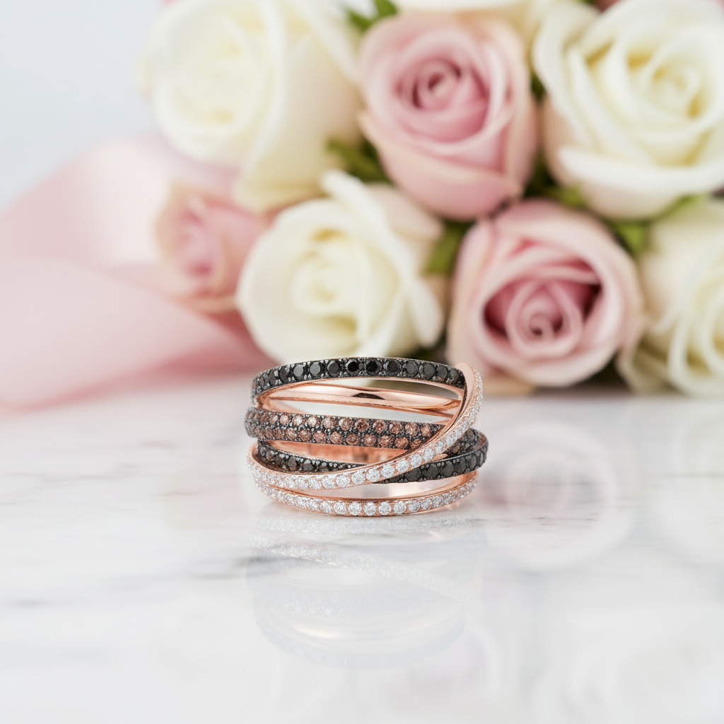 Glamorous Spinel & Clear Diamond Ring-Black Diamonds New York