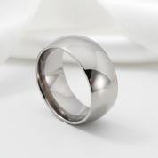 Glossy Dome Men's Titanium Wedding Band-Black Diamonds New York