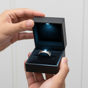 Glossy Dome Men's Titanium Wedding Band-Black Diamonds New York