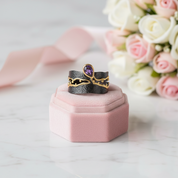 Golden Bead Honey Raindrop Amethyst Ring-Black Diamonds New York