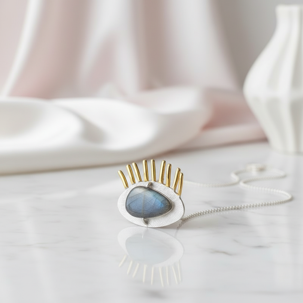 Golden Eyelashes Pendant-Black Diamonds New York