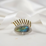 Golden Eyelashes Ring-Black Diamonds New York