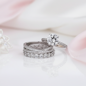 Gorgeous 4 Prong Round Cut Simulated Diamond Ring Set-Black Diamonds New York